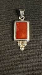 Vintage Mexico Sterling Silver Pendant Inset with a Red Stone