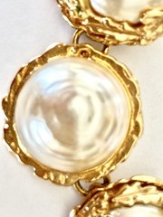YSL Yves Saint Laurent FAUX BAROQUE PEARL MEDALLION LINKS VTG NECKLACE ~ AS IS