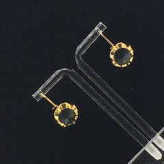 Black Leverback Earrings Gold Tone Cupcake Like Faux Tension Setting Pierced 1″