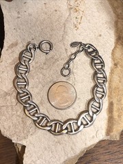 37. CATHERINE POPESCO Silver tone Anchor Mariner Chain Link Bracelet 30g, 8″+1″