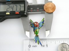Italian Alioto Adriana Gilt 800 Silver Enameled Hummingbird Pin Brooch 5g 45mm