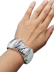 Rare Vintage Art Deco Sterling Silver Heavy Hinged Bangle Bracelet 74+ grams