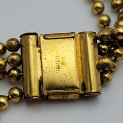 Vtg. Pat. Pend Gold Tone Ball Bead Chain Necklace 4 Strand Box Clasp 15 Inch