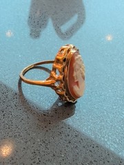 Vintage Left Facing Cameo Ring 925 Gold Over Sterling Silver Size 8.75 R149