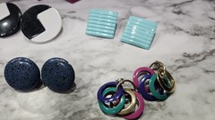 Vintage Lot of Pierced Earrings from 1980s & 1990s, Unbranded Lot of 11