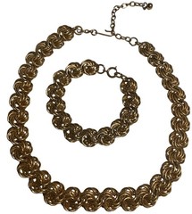 Matching vintage thick, glamorous gold-tone rosetta swirl Necklace/Bracelet EUC