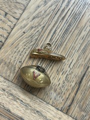 x2 Vintage 1954 Football Champions Coach Charm + Champion Cleat Shoe Gold Filled