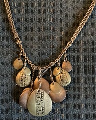 LC Signed Lauren Conrad Women’s Textured Charms Statement Necklace Gold Tone