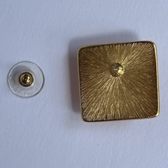 VTG Monet 80s 90s Square Orange Lucite Gold Tone Pierced Earrings New Old Stock