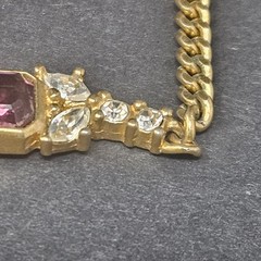 Vintage Christian Dior Rectangle Purple Rhinestone Crystal Gold-plated Necklace