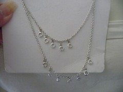 LAUREN CONRAD LC LAYER SILVER TONE CHAIN w CLEAR CRYSTAL DROPS NECKLACE #7/15A