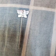 VTG Sterling Silver Crush Turquoise & Coral Inlay Butterfly N.A. Stick Hat Pin