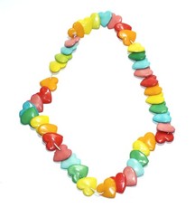 Vintage 1980s Necklace Plastic Heart Beads Charms Charm Retro Love The 80s J811