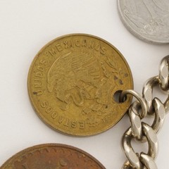 Vintage World Traveler Foreign Coin Charm Bracelet Mid-Century 1950s to 1960s