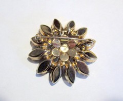 Amethyst Looking Brooch and Earring Set ~ Brooch w/Pin and Clip Earrings