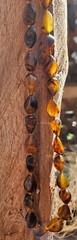 24″ Vintage Chunky Acrylic Lucite Faux Amber Beaded Necklace
