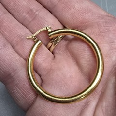 VINTAGE GHEL “GOLD” LARGE HOOP EARRINGS FOR PIERCED EARS 1.25″