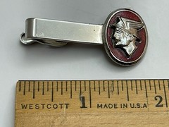 Vtg 50s KINNEY CO. Chrome & Enamel MERCURY Tie Clasp & Box 43mm
