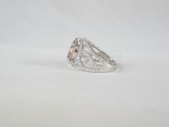 Large Sterling Silver 925 Peach Irradiated Morganite Statement Ring Size 7