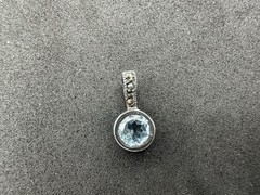 1.30g Vintage Sterling Silver 925 Blue Faceted Round Pendant M