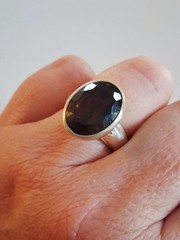 Vintage Designer Oval Cut Smoky Quartz Band Statement Ring Sz 8 Sterling Silver