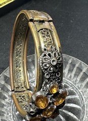 Vintage 1930’s Possibly Czech Green Glass Hinged Bracelet See Pictures For