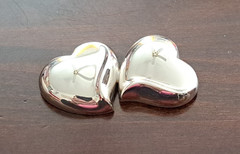 JONDELL SPAIN 925 Silver Puffy Hollow Double Love Dual Hearts Brooch Pin NEW