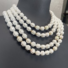 West Germany Lucite White Aurora Borealis Beads Necklace & Clip on Earrings
