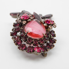 Juliana D&E Brooch Earrings Amethyst Purple Rose Pink Givre Stripe Pin Set Book
