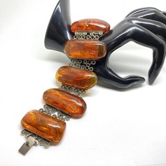 Alluring Amber Bracelet made from Rectangle shaped beads
