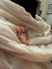 Vtg AVON JJJ Heart Brooch Pin Pink Roses Multi-Color Rhinestones Gold Tone Rare