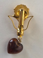 Vintage American Legion Auxiliary Clip On Earrings Dangle Heart