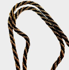 Trifari braided necklace, black and gold tone, 29 in length, signed Tifari