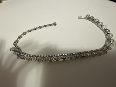 Vintage Rhinestone Choker 12-15.5 Inches Art Deco Style Silver Tone Adjustable