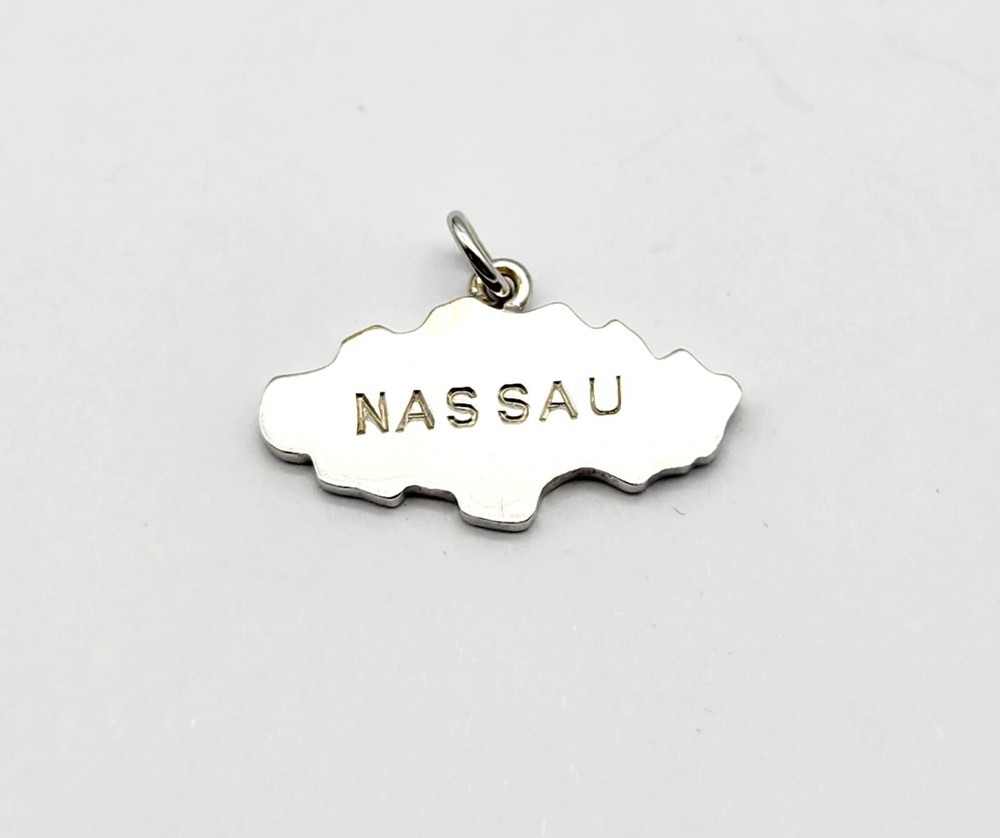 Vintage Sterling Silver Nassau Bahamas Travel Souvenir Charm Pendant – 2.7g