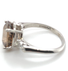 Platinum 6.37 Carat Champagne/Light Brown Genuine Zircon Diamond Ring (#J6923)