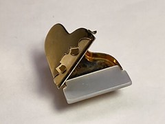 VTG JMS Piano Charm Pendant Opens Gold Filled Locket 3D Signed