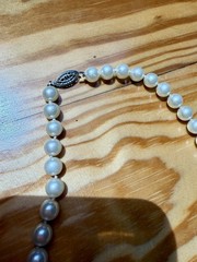 Vintage Faux Pearl Beaded Collar Necklace 17.5 In. Sterling Silver Hook Clasp