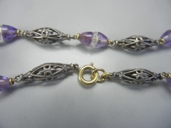 Art Deco 1920s Bracelet Sterling Silver 14K Gold Amethyst Rock Crystal Quartz