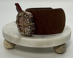 Vintage Costume Jewelry Bracelet Leather Wrapped Agate Stones