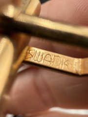 Vintage Swank Cufflink Tiebar Clip Set Gold Tone Rhinestone Sign