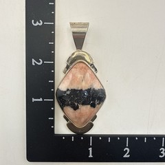 Jay King Pendant Black Pink Stone Chunky Geometric Artsy 30g Sterling Silver