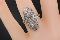 Art Deco Style 3Ct Lab Created Diamond Engagement Wedding 14K White Gold FN Ring