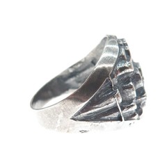 925 Sterling Silver Vintage Modernist Nugget Oxidized Ring Size 11.75