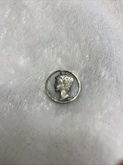 1942 MERCURY DIME 90% SILVER STERLING CUT OUT CHARM PENDANT WITH HOLE