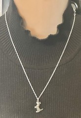 Vintage Sterling Silver Marcasite Scottie Dog Pendant Necklace, 18.5″, Dainty