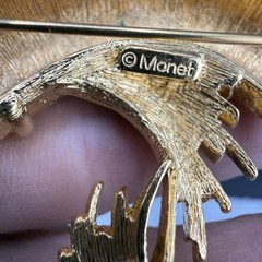 Vintage Monet Brooch Gold Tone Fish Koi
