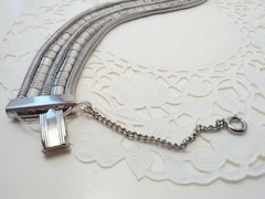 Elegant Vintage 5 Strand Silver Tone Snake Style Chain Bracelet safety chain