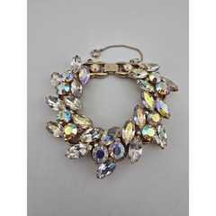 Vintage Julianna D&E DeLizza & Elster AB Rhinestone Link Bracelet Gold Tone