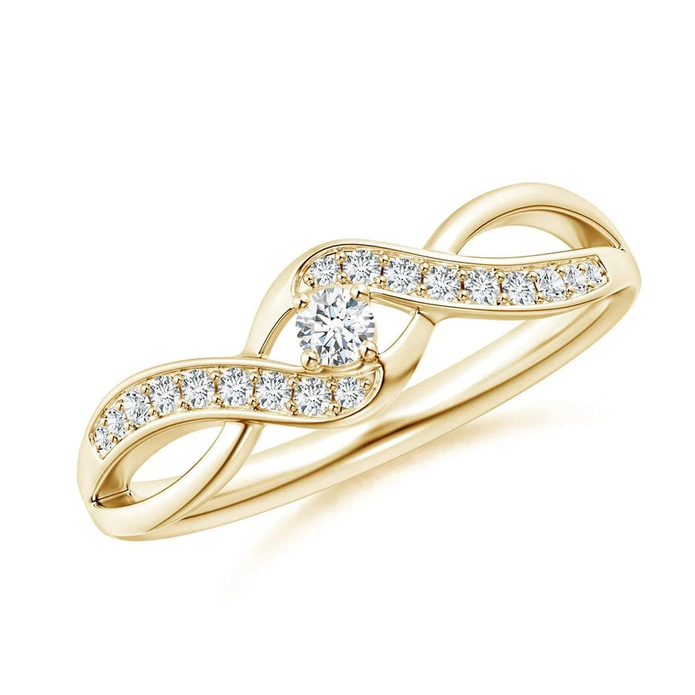 Infinity Design 0.20CT Round Cut White Moissanite & 10K Yellow GoldFN Women Ring